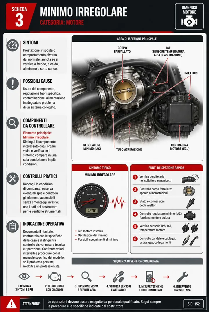 Scheda illustrata della guida di manutenzione e diagnosi di moto e scooter 4