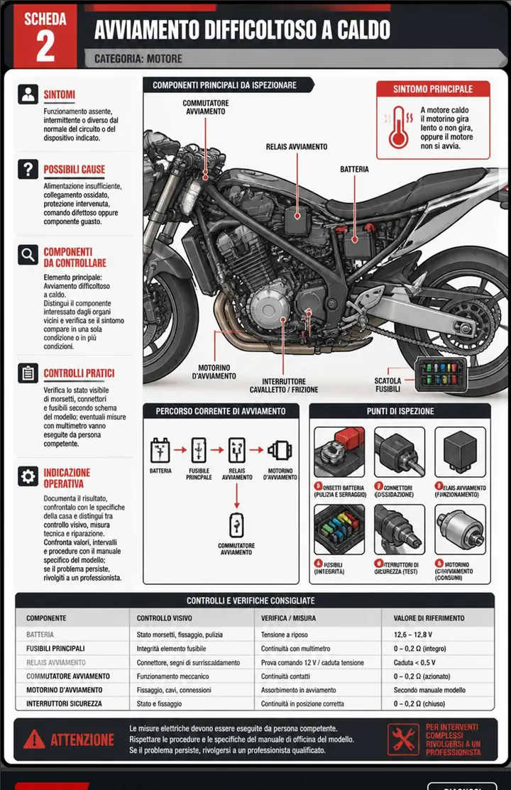 Scheda illustrata della guida di manutenzione e diagnosi di moto e scooter 3