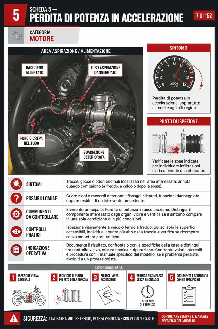 Scheda illustrata della guida di manutenzione e diagnosi di moto e scooter 6