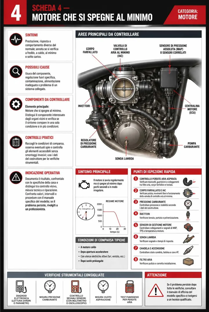 Scheda illustrata della guida di manutenzione e diagnosi di moto e scooter 5